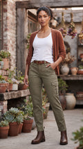 Free 2BU Olive Green Cotton Cargo Pants – Size 16
