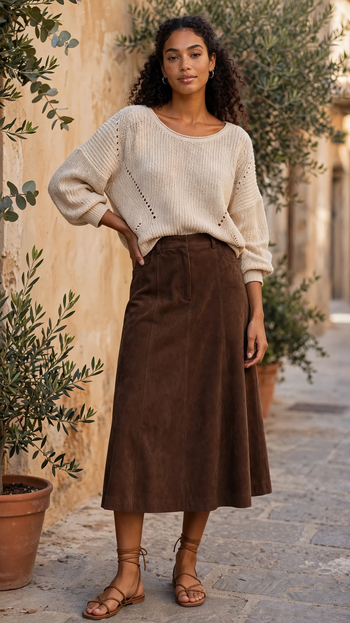 Woolworths Beige Chunky Knit Slouchy Sweater - Size Medium