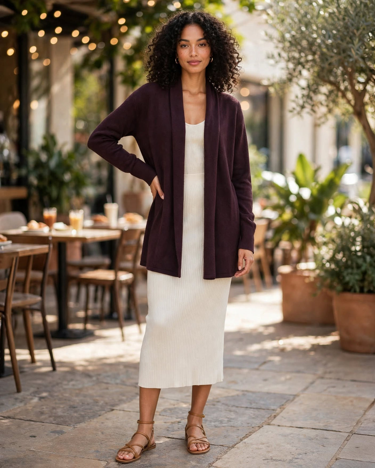 Woolworths David Jones Plum Open Drape Cardigan - Size Large