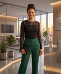 Insync Elegant Black Long Sleeve Lace Detail Blouse - Size Medium