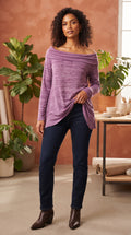 Purple Off-the-Shoulder Textured Blouse – Size Medium