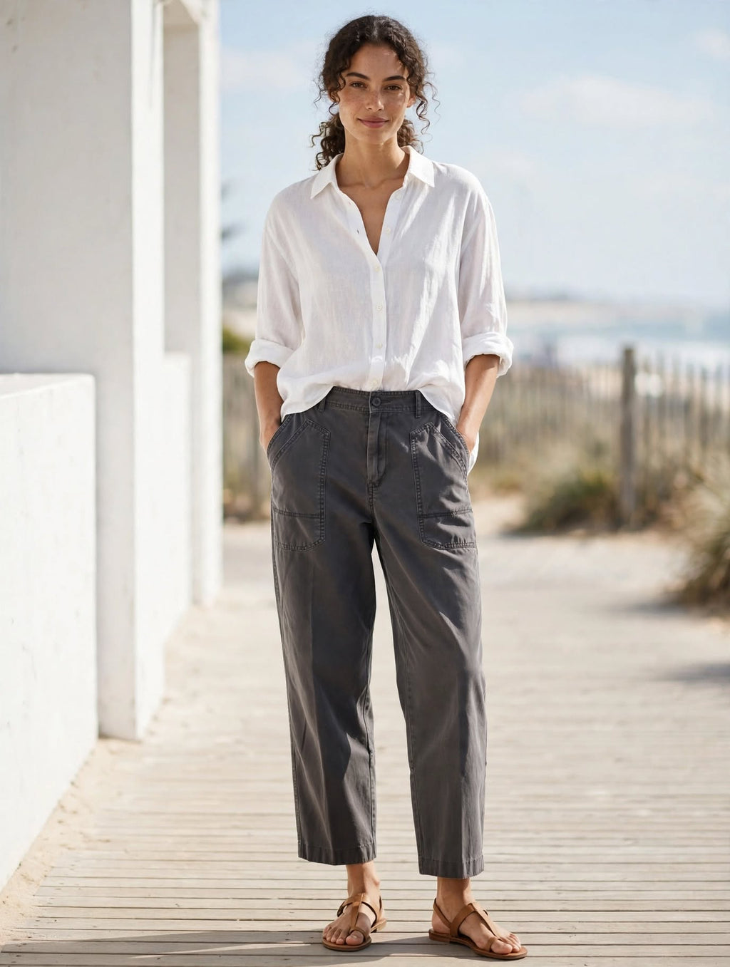 Queenspark Charcoal Grey Utility Cargo Pants - Size 36