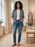Rage Black & White Herringbone Open-Front Winter Cardigan Jacket - Size Medium