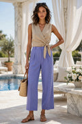 Judy's Pride Periwinkle Purple Wide-Leg Cropped Summer Pants - Size 42