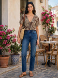 Judy's Pride Leopard Print Chiffon Blouse - Size 42