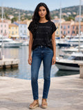 Image Black Sequin Stripe Blouse - Size XL