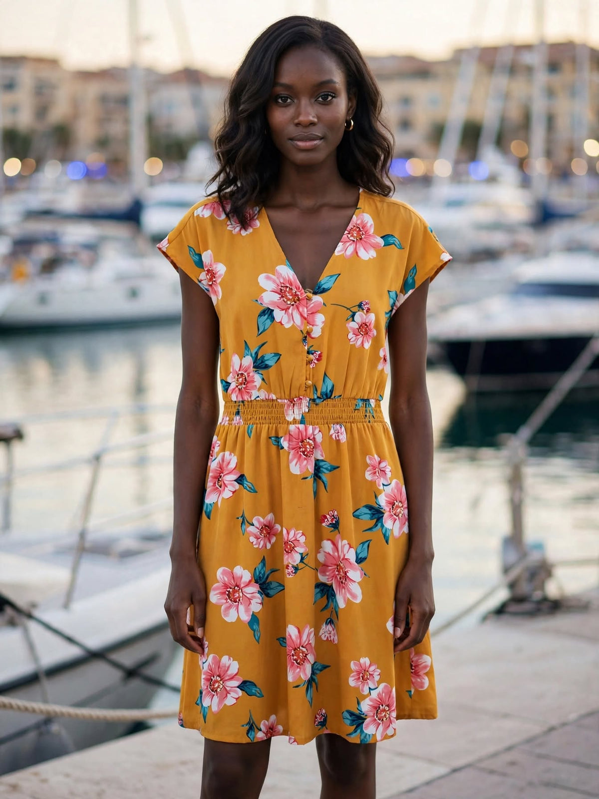 Edgars Free 2BU Yellow & Pink Floral Dress - Size 10