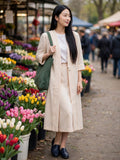 Suzette Exclusive Soft Beige Long Duster Suit - Size 38