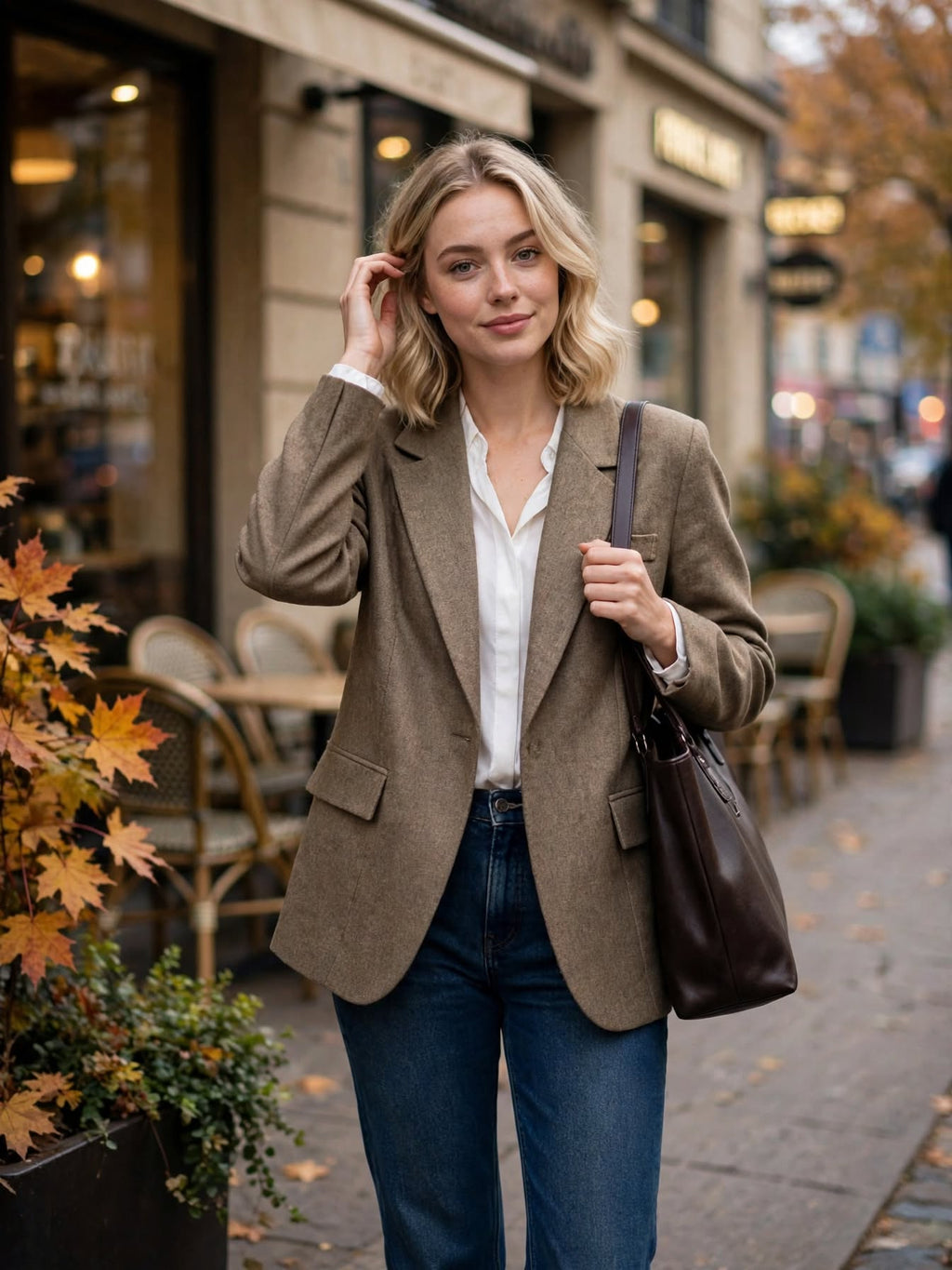 Keslo Petite Brown Tailored Suit Jacket - Size 14