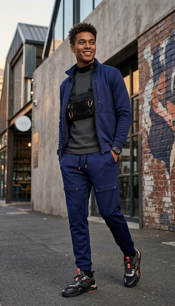 Premium Navy Blue Utility Joggers – Size Large