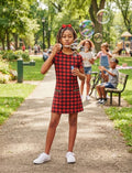 Pre-Loved Girls' Red & Black Buffalo Check Shift Dress – Size 11-12 Years