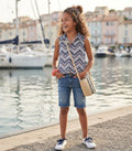 Pre-Loved Girls' Chevron Print High-Low Blouse – Size 10-11 Years