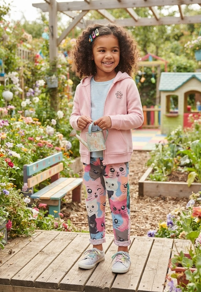 Adorable Cat-Print Toddler Joggers – Size 3-4 Years (Excellent Condition)