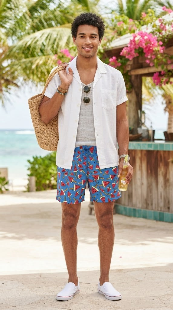 Markham Men’s Watermelon Print Swim Shorts – Size Medium