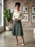 Woolworths A-Line Midi Skirt - Olive Green - Size 38