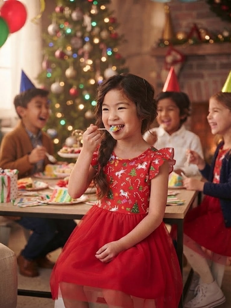 REAL Kids Brand Unicorn & Holiday Print Tulle Dress – Size 11-12 Years