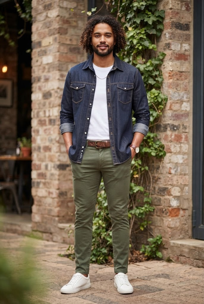 Old Khaki Slim Fit Denim Shirt - Size 2XL - Excellent Condition