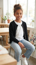 Pink Angel Pearl-Embellished Knit Cardigan - Size 9-10 Years