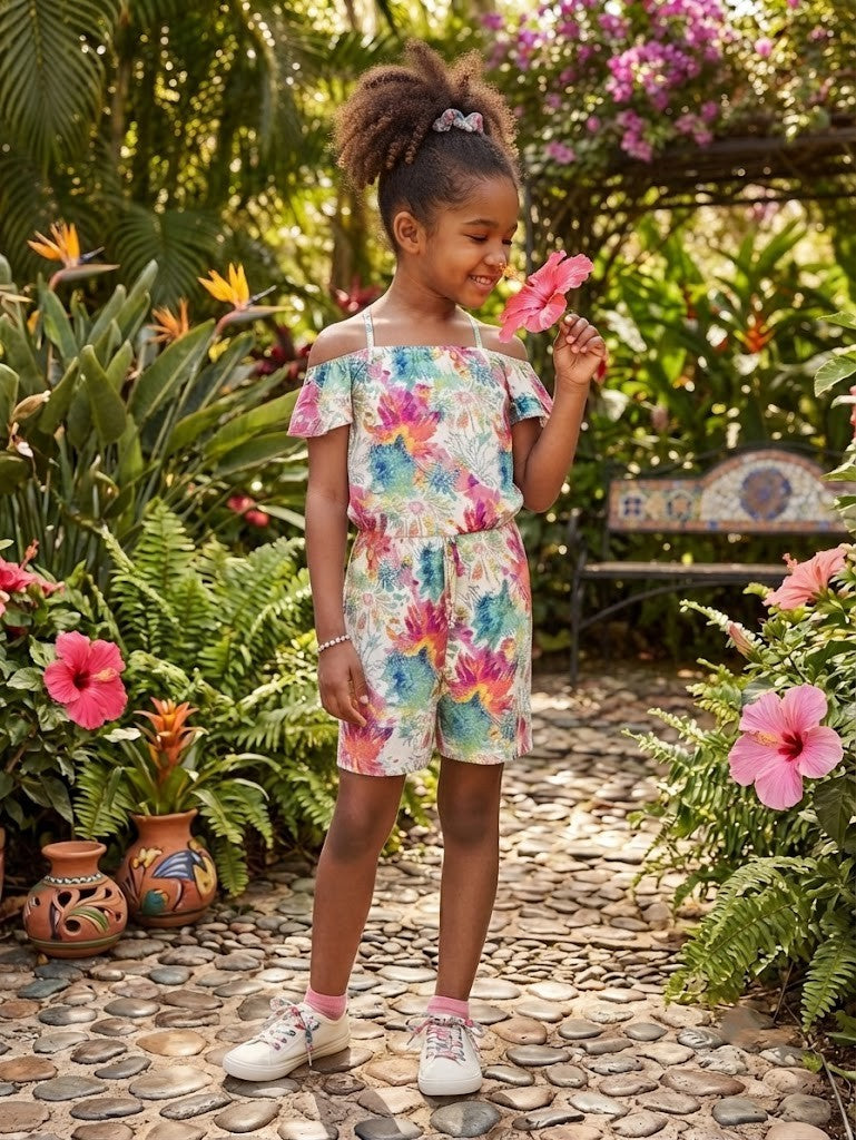Summer Smiles Floral Rayon Romper | Ages 9-10 Years