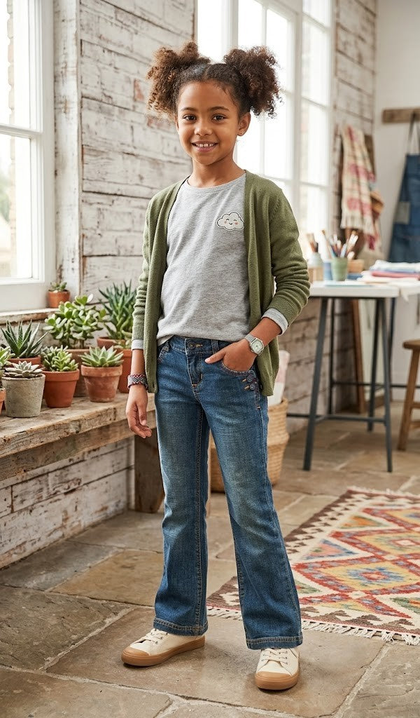 Premium 100% Cotton Bootcut Jeans – Kids Size 4-5 Year