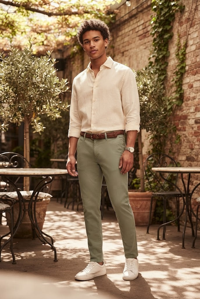Exact Skinny Chino Pants – Size 38 – Sage Green Cotton Blend