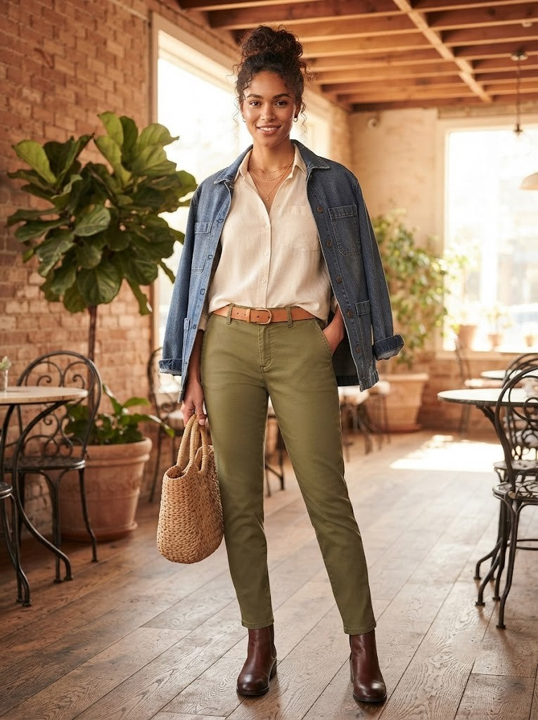 David Jones Classic Collection Olive Chino Pants (Size 32)