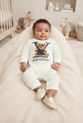 Louis Vuitton Teddy Bear Print Cotton-Blend Babygrow - Size 0-3 Months
