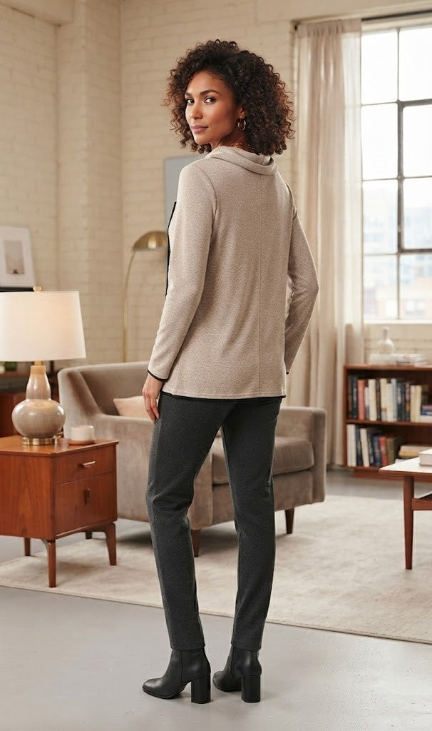 Contempo Pre-Loved Beige Cowl Neck Jersey – Size 32