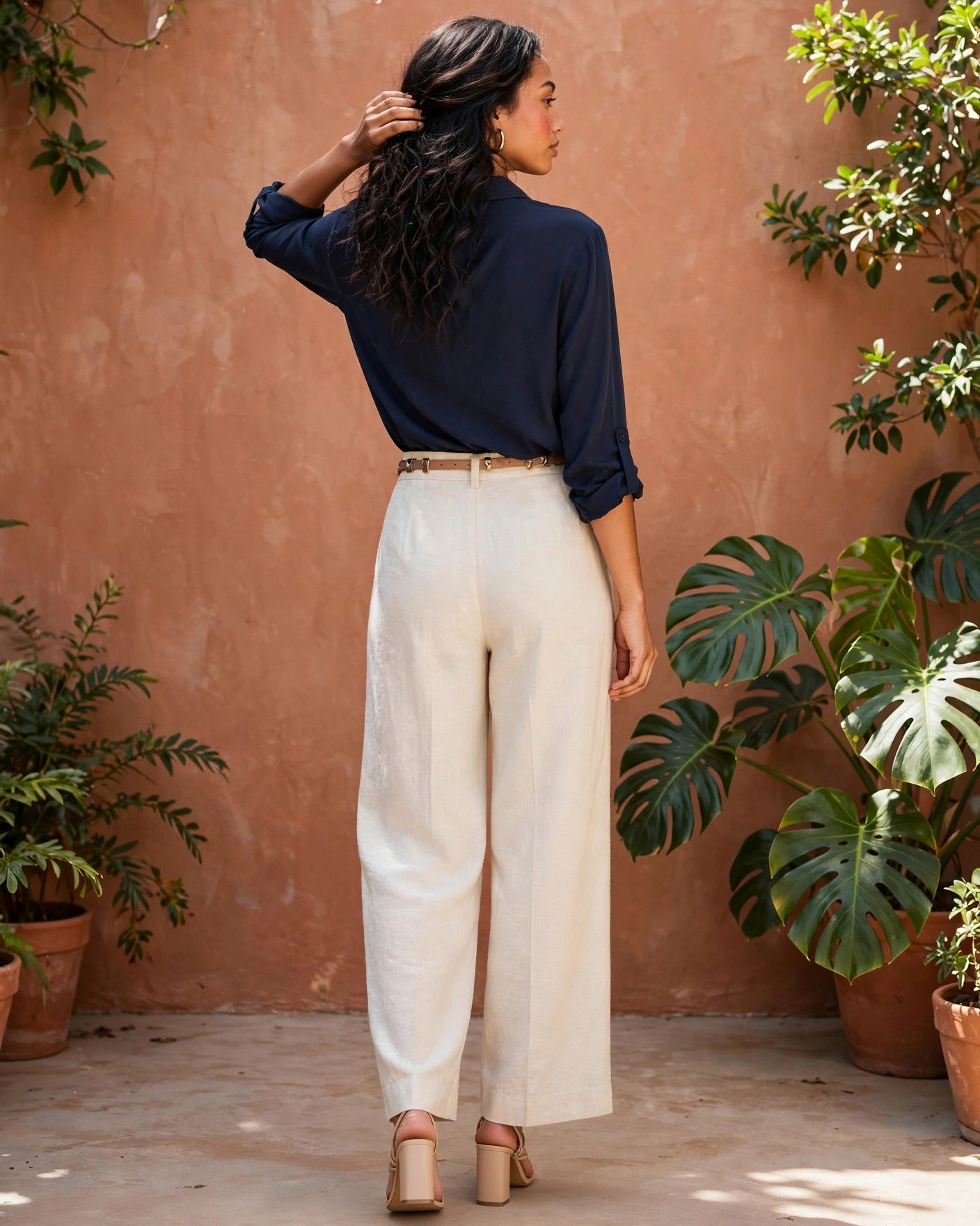 Navy Luxe Button-Down Blouse - Size 2XL