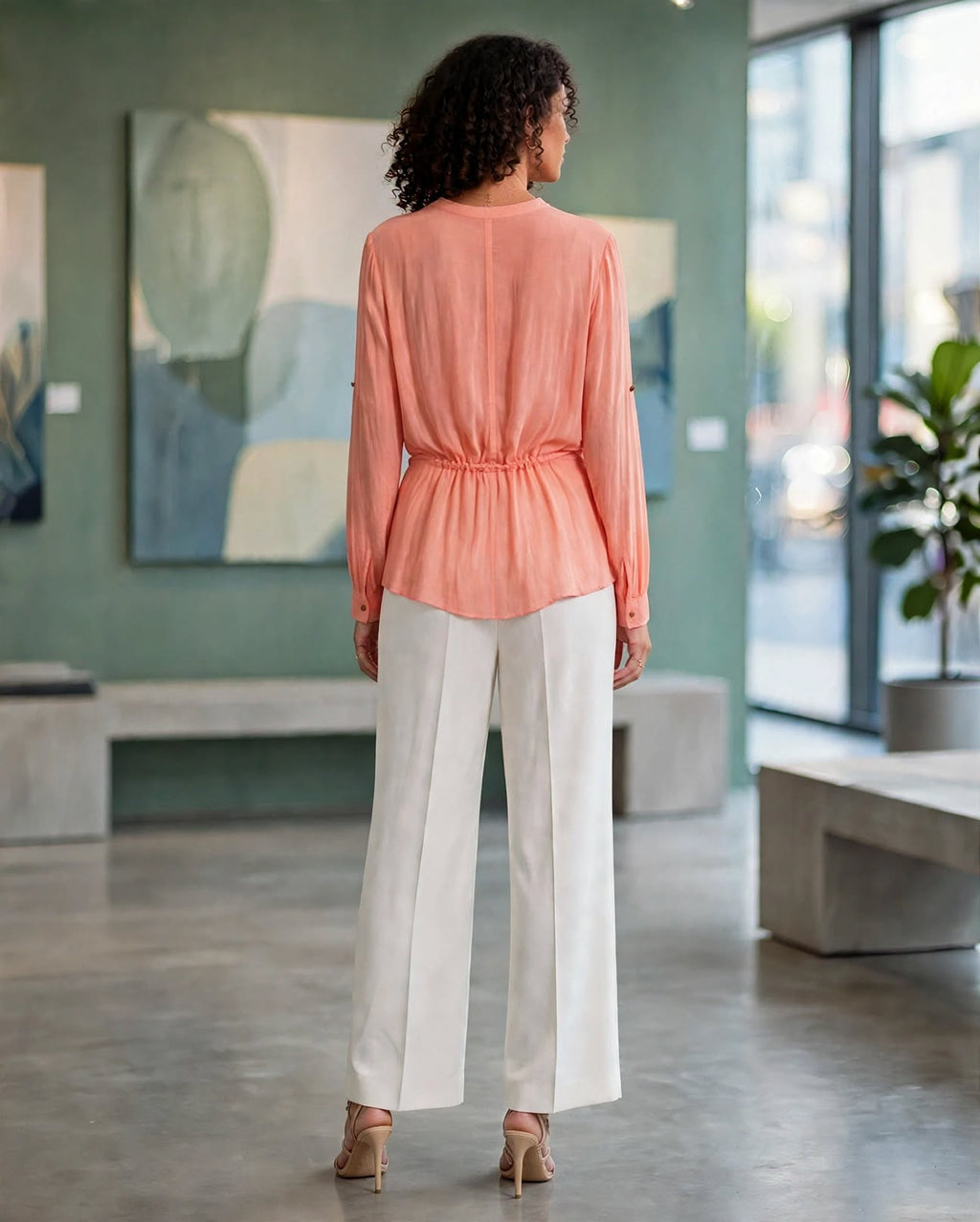 Forever New Coral Peach Blouse - Size EUR 38 / AUS 10 / USA Small