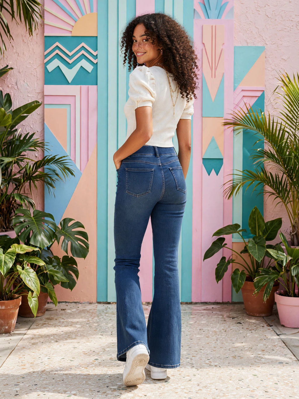 REAL DNM Women's Dark Wash High-Waisted Bootcut Jeans - Size 40