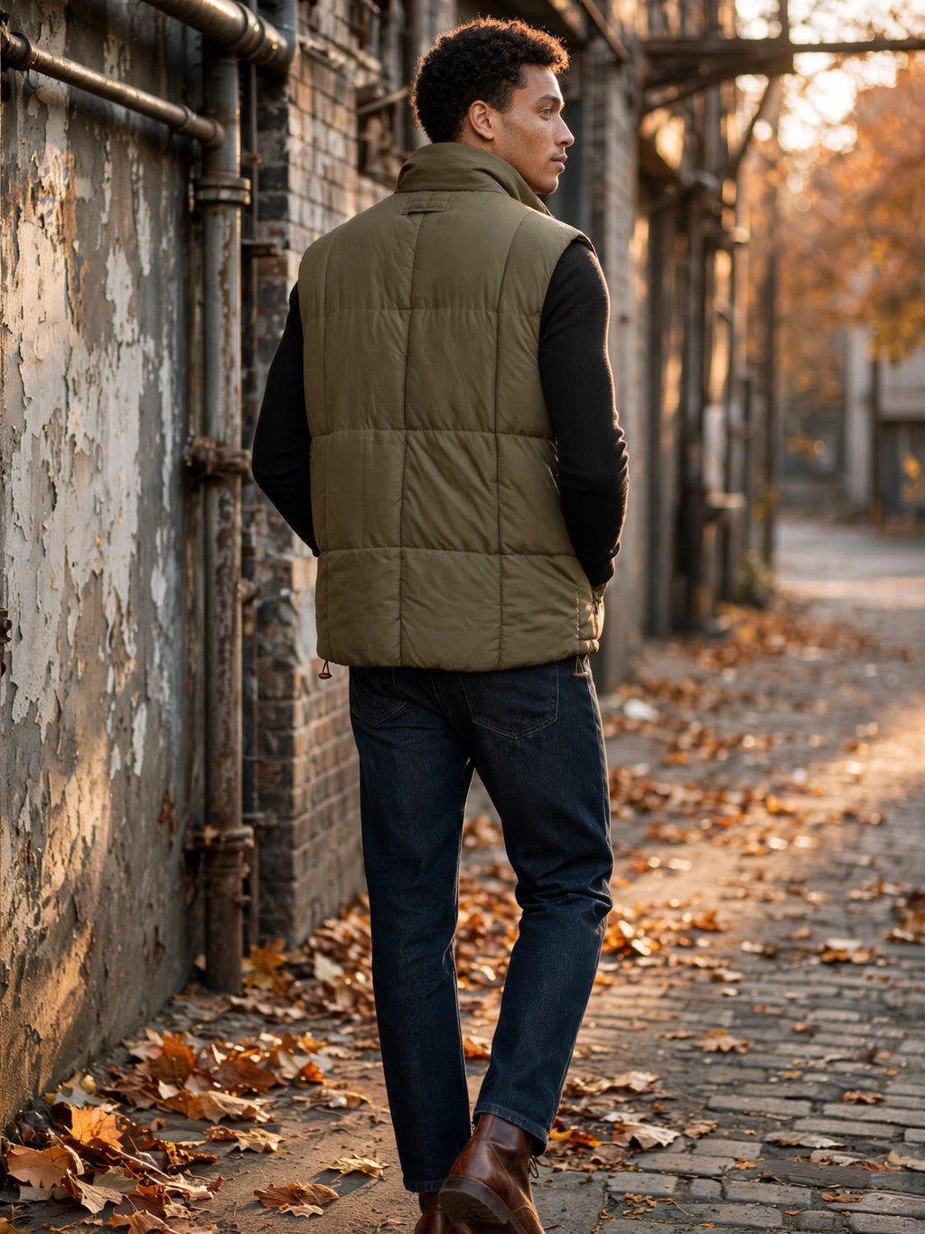 NKD Reward Classic Aviator Gilet Olive Green Puffer Vest - Size 2XL