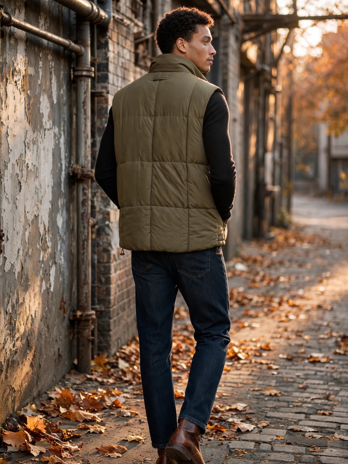 NKD Reward Classic Aviator Gilet Olive Green Puffer Vest - Size 2XL