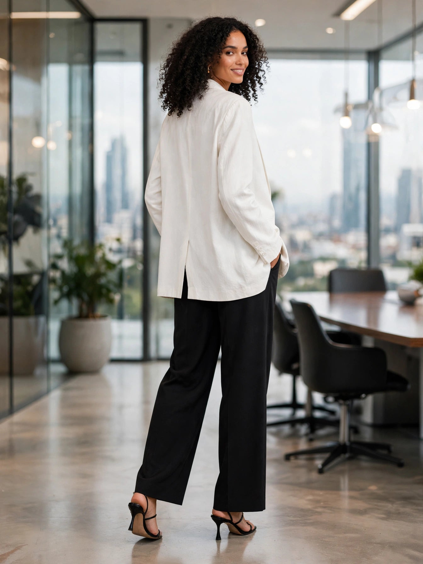 Poetry White Linen-Blend Everyday Blazer - Size 42