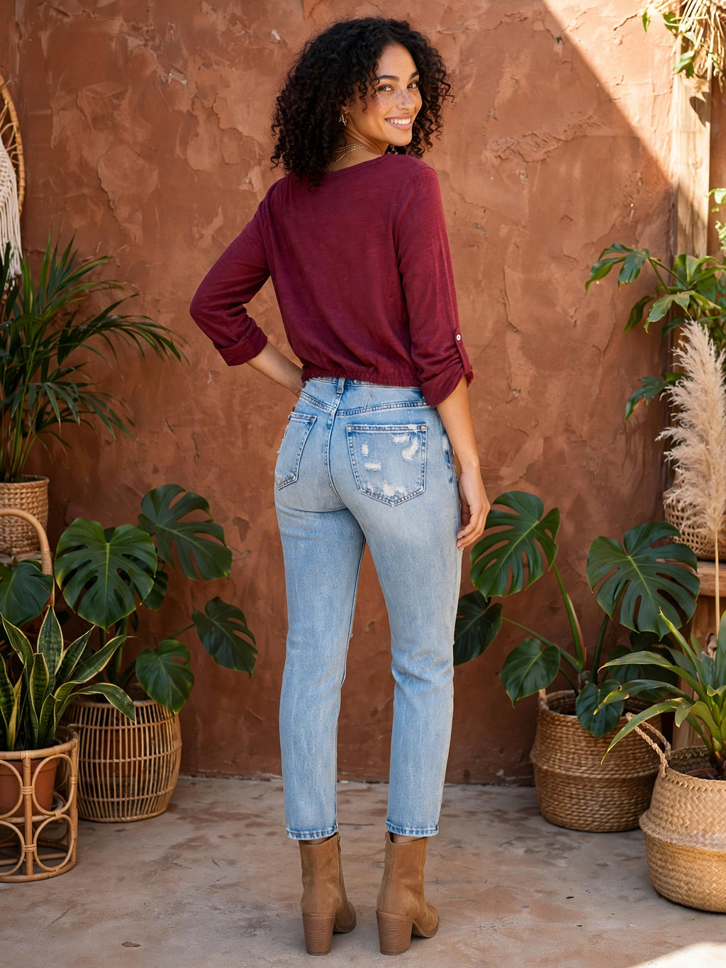 Burgundy Drawstring TRU Blouse - Size 42