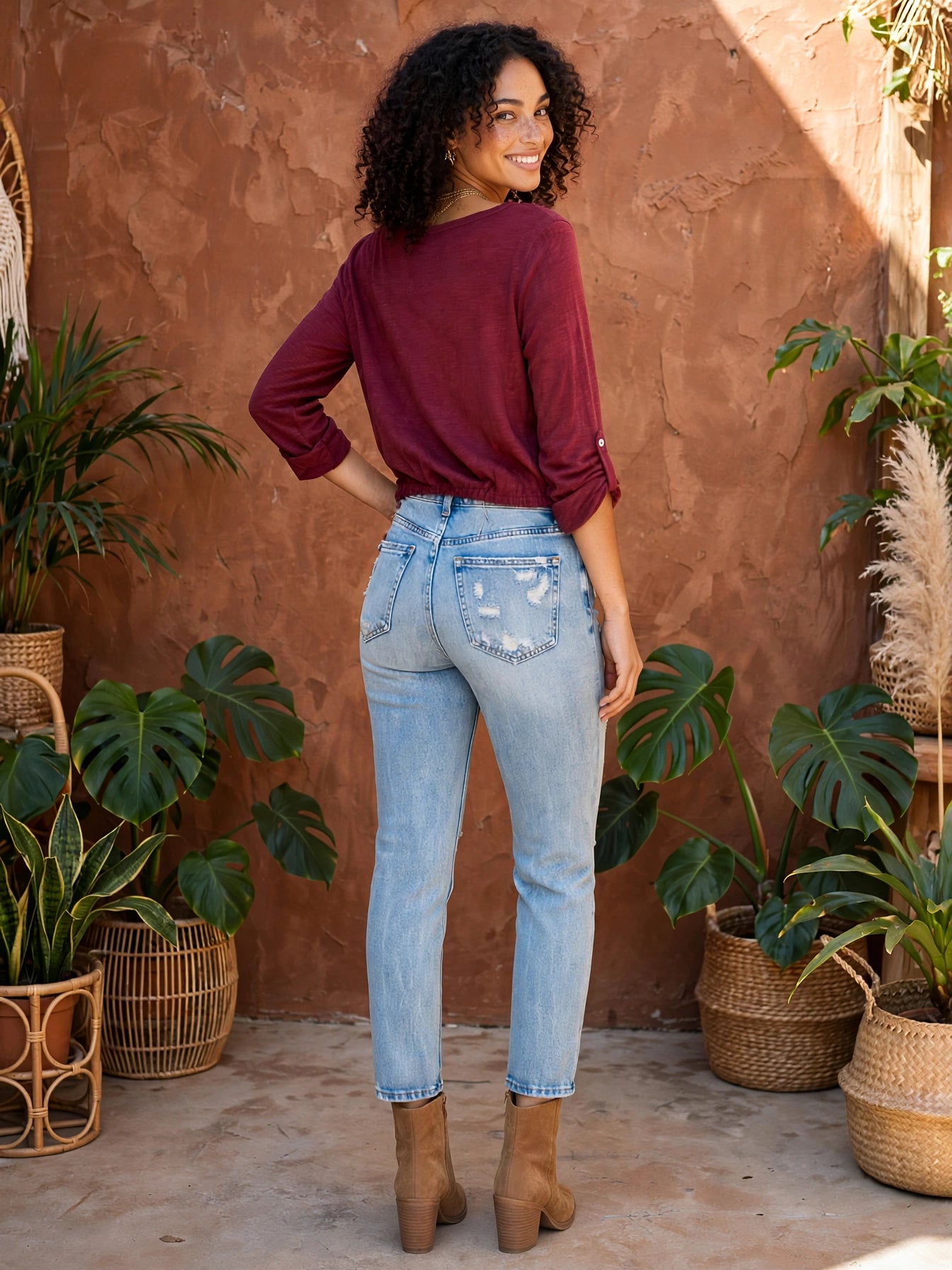 Burgundy Drawstring TRU Blouse - Size 42