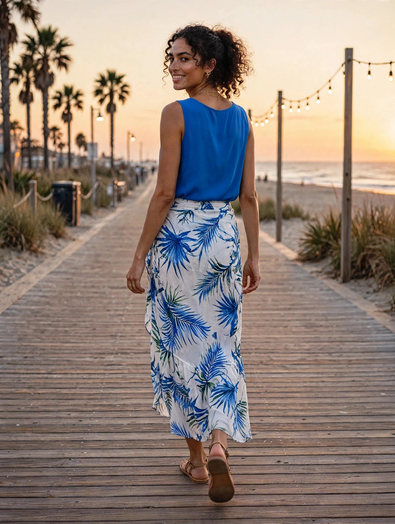 Cobalt Blue Sleeveless Double-Layer Blouse - Size 36