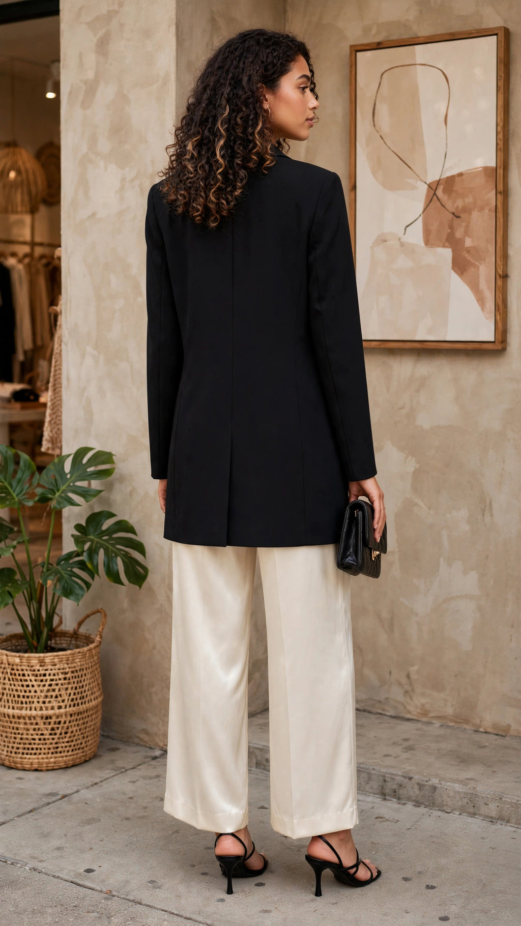 Ladies Black Longline Blazer - Size 40