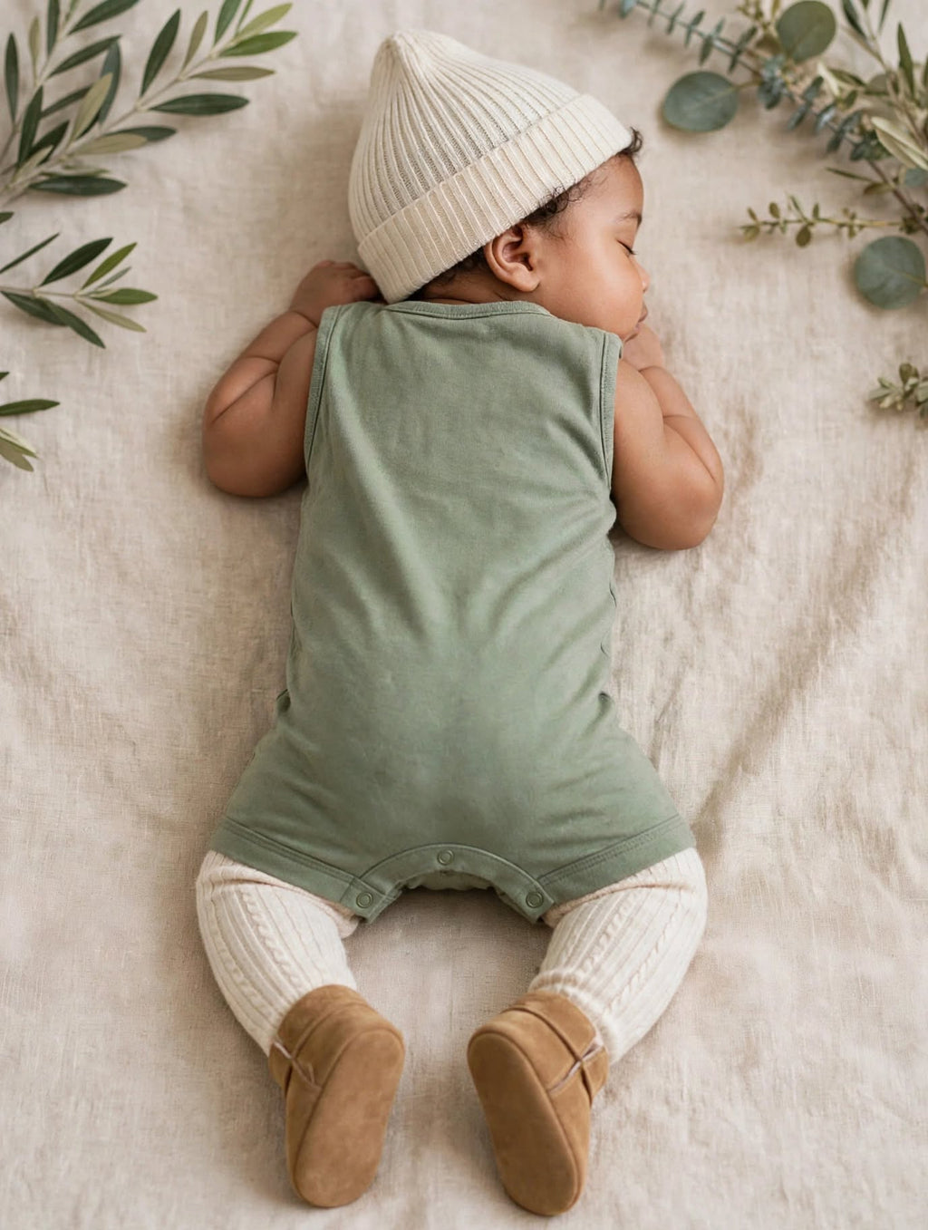 Woolies Babies Sage Green 'Cruisin' To My Crib' Shortie Babygrow - Size 3 to 6 Months