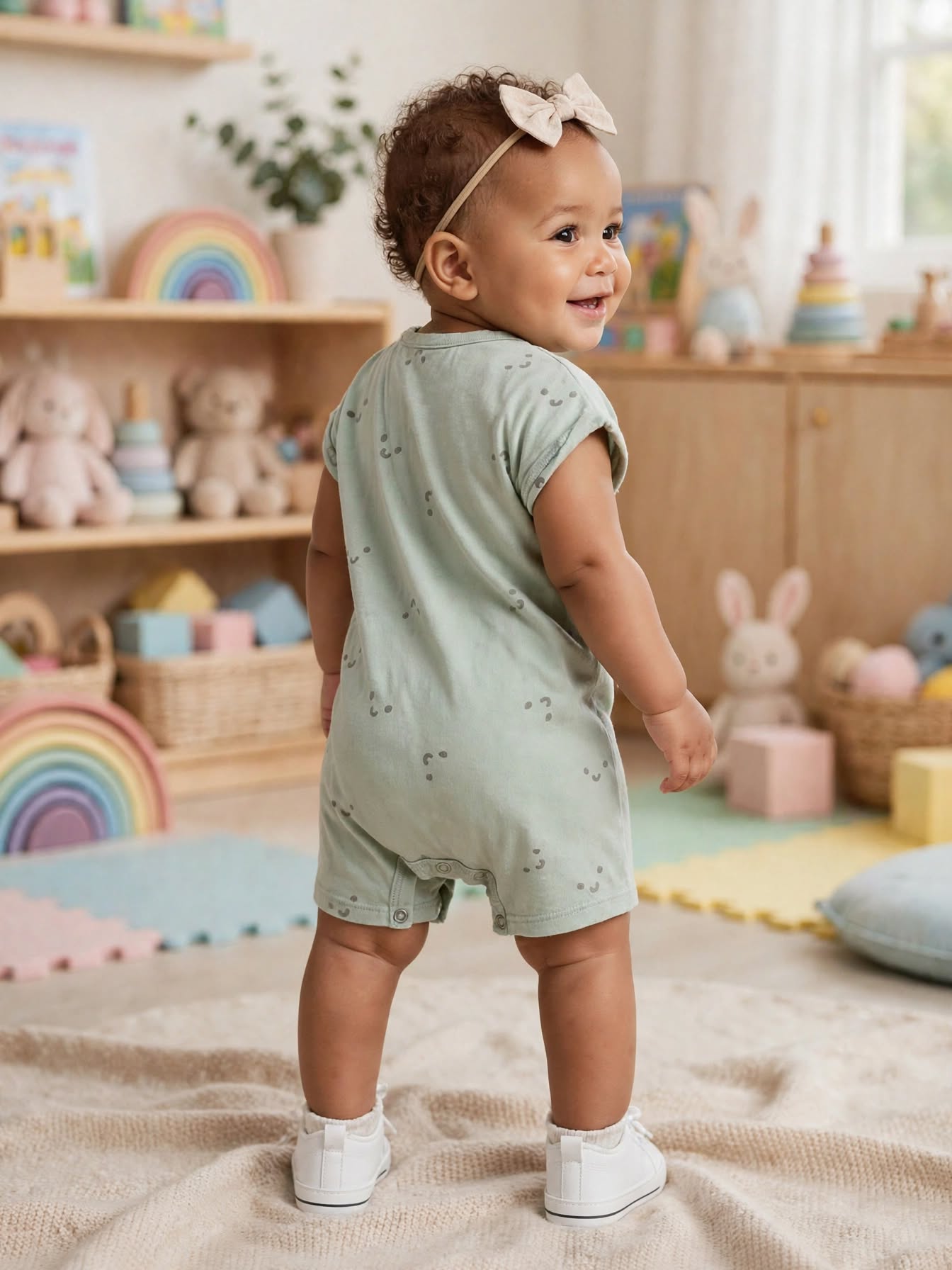 Woolworths Baby "I'm Grandma's Favourite" Sage Smiley Babygrow - Size 6 to 12 Months
