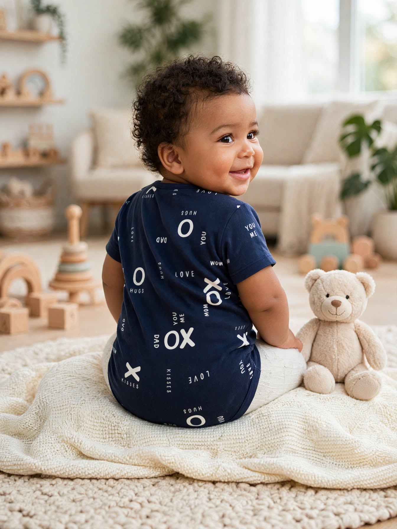 Woolworths Baby Navy XO Romper - Size 6 to 12 Months