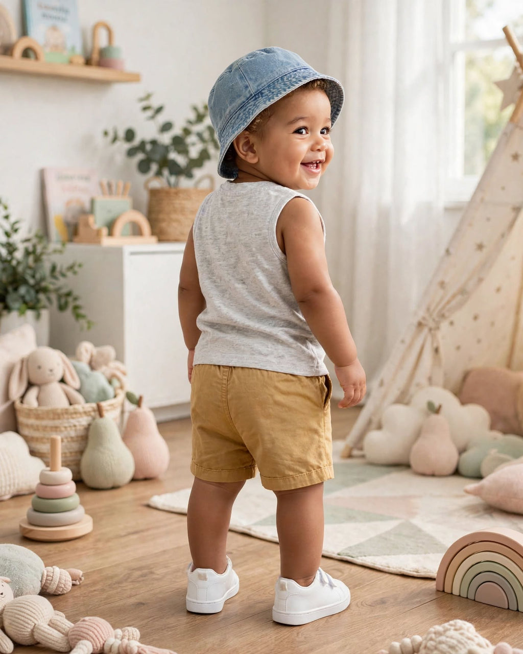 Ackermans Baby Grey Marl Sleeveless Tank Top with Pocket - Size 6 to 12 Months