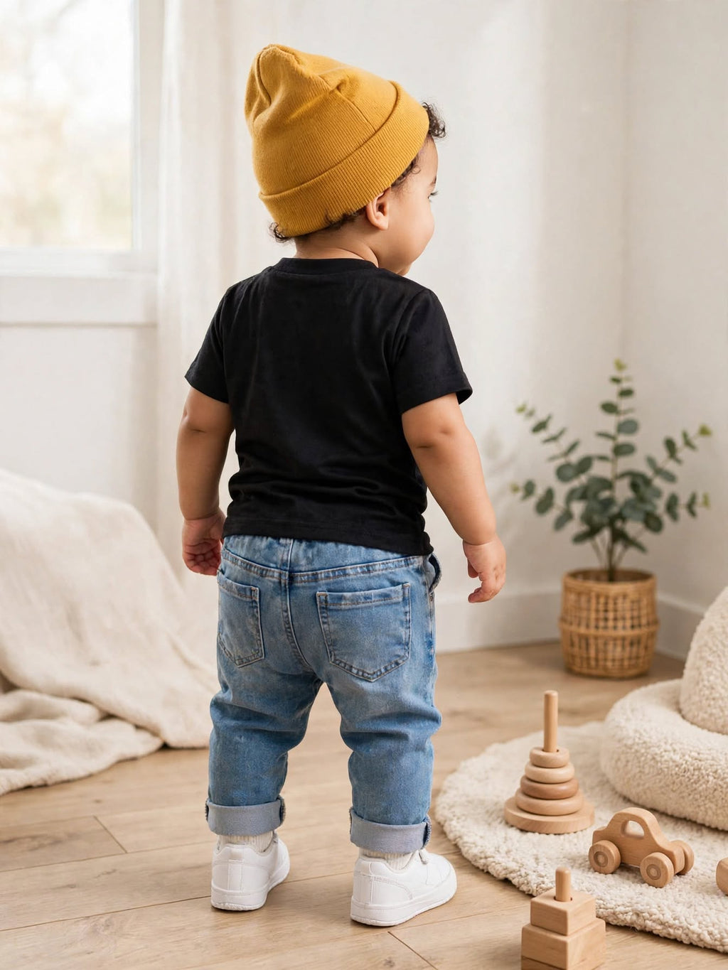 Black with Metallic Gold "DADDY'S Boy" Script Baby T-Shirt - Size 9 to 12 Months