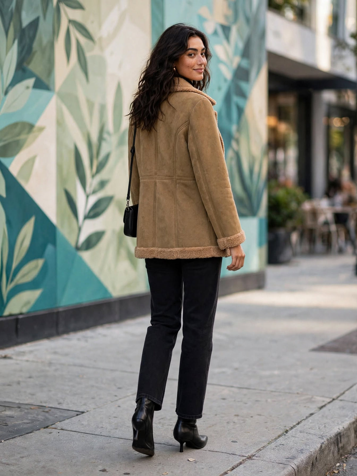 Edgars Tan Kelso Faux Suede Shearling Jacket - Size Small