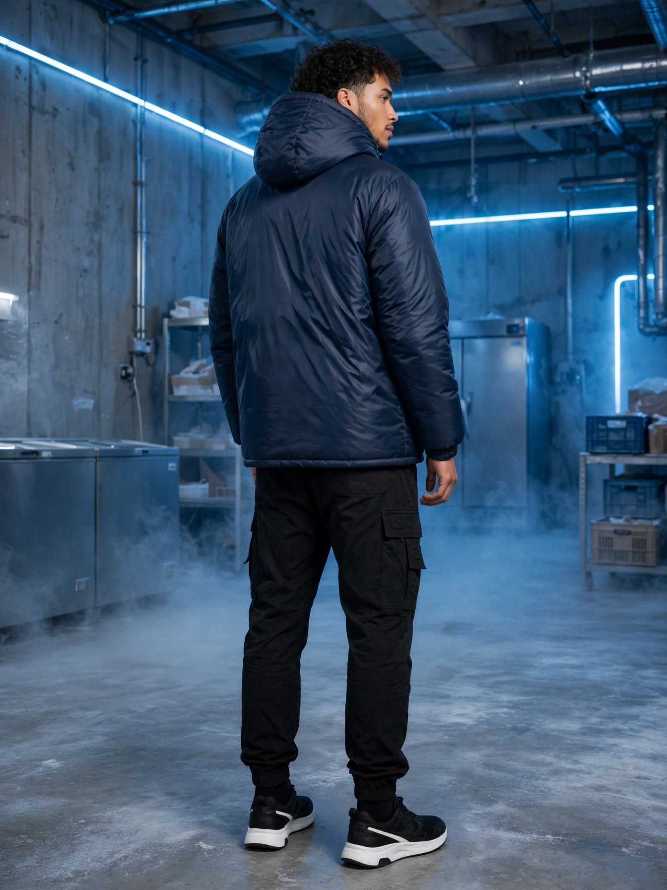 Beck Zero Navy Hooded Freezer Jacket - Size XL