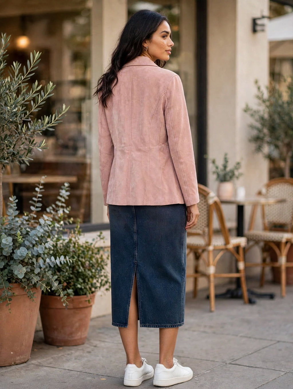 Cherokee Blush Pink Suede Blazer Jacket - Size Medium