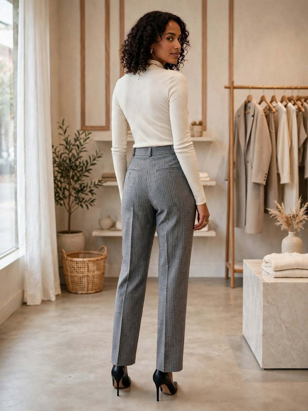 Edgars Kelso Casuals Grey Pinstripe Tailored Dress Pants - Size 12