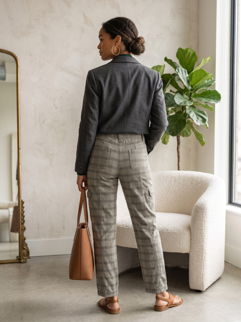 Trail Tonal Plaid Utility Trousers – Size 36