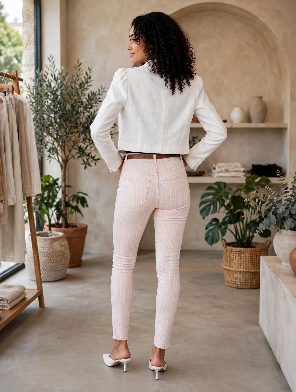 1996 DNM Blush Pink Pinstripe PR Skinny Jean - Size 32