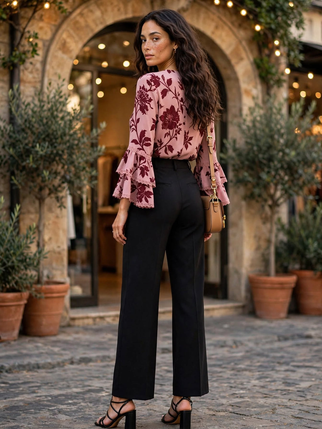 Oakridge Dusty Pink Floral Boho Blouse - Size Small
